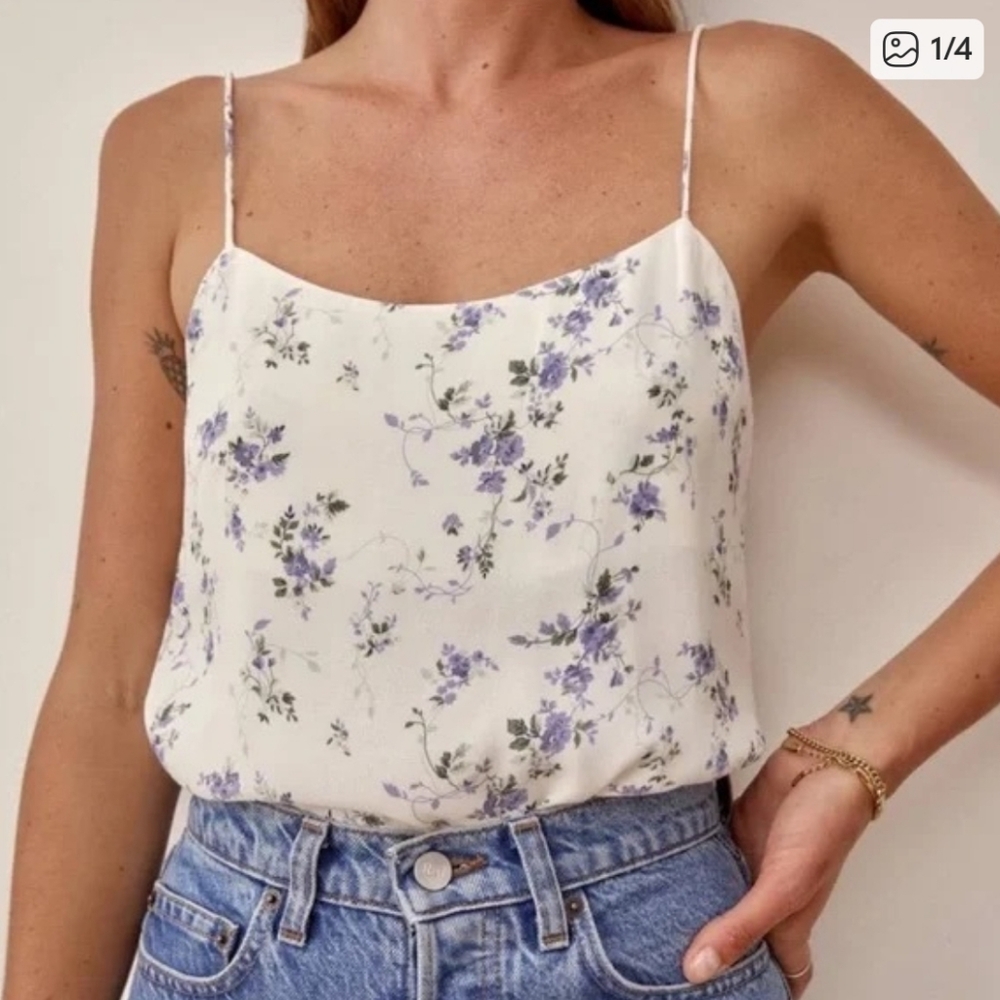 Reformation Atticus Floral Print Camisole Tank Top | Xsmall